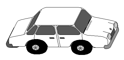 A white sedan with rounded features.