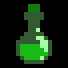 An antiquated green potion bottle rocks back and forth, then a sinister-looking face appears on the glass and laughs.